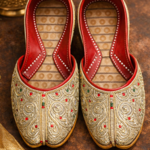 Handcrafted Embroidered Leather Jutti – Black